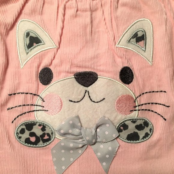 WONDERKIDS Pink Corduroy Kitty Jumper with Matching Cheetah Print Shirt … - Picture 4 of 14